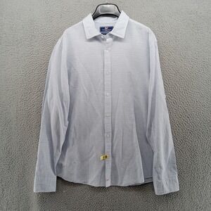 Vineyard Vines‎ Shirt Mens Large Blue Horizontal Multi-Stripe Linen Blend Slim